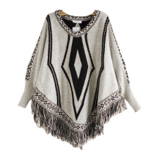 Womens Cardigan Wraps Winter Knitted Cable Fringes Shawls Poncho Sweater (SP614)